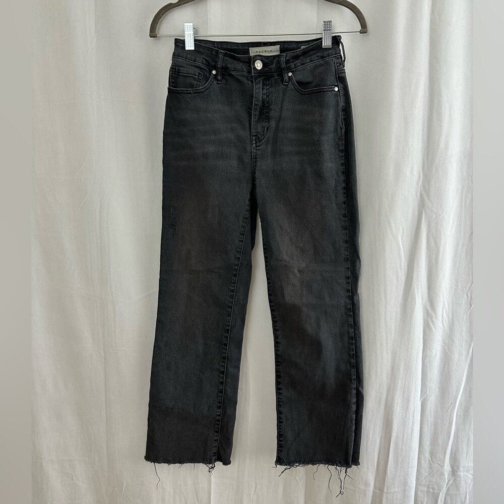 Pacsun Black High Rise Crop Kick Frayed Jeans Womens Size 24